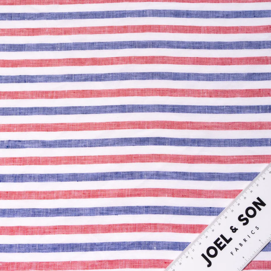 Red, White & Blue Candy Striped Pure Linen