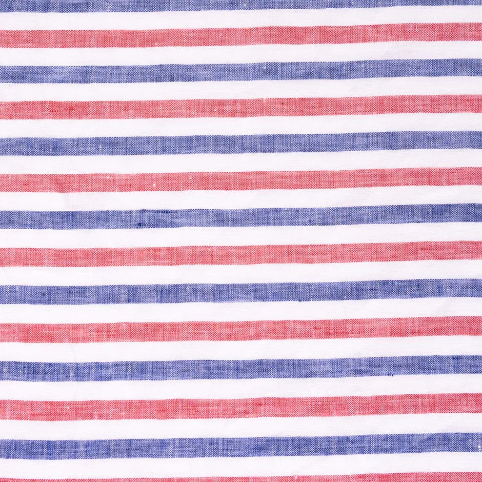 Red, White & Blue Candy Striped Pure Linen