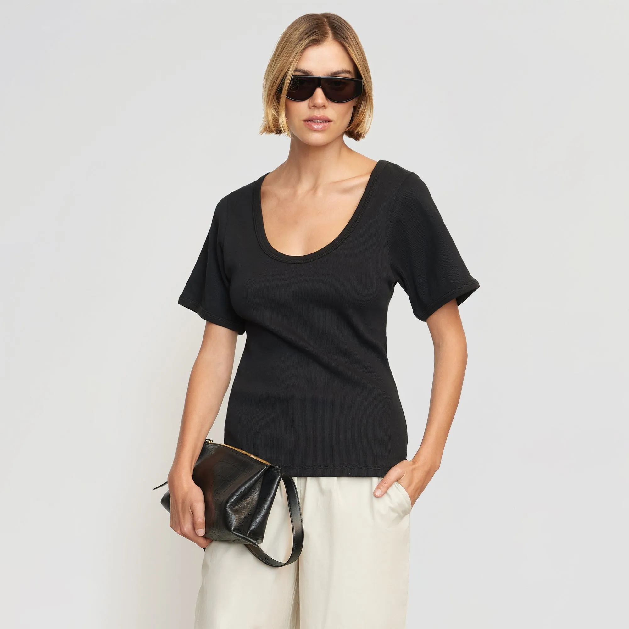 Renee Sculpted Scoop-Neck Tee