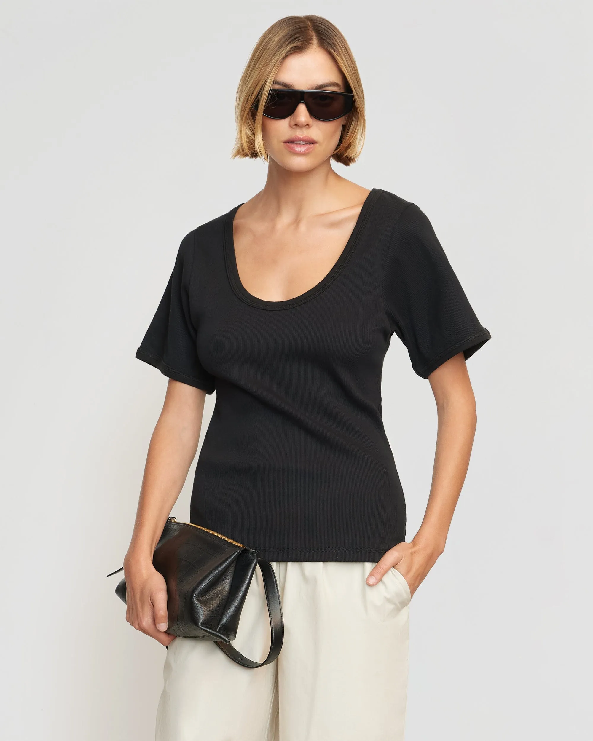 Renee Sculpted Scoop-Neck Tee