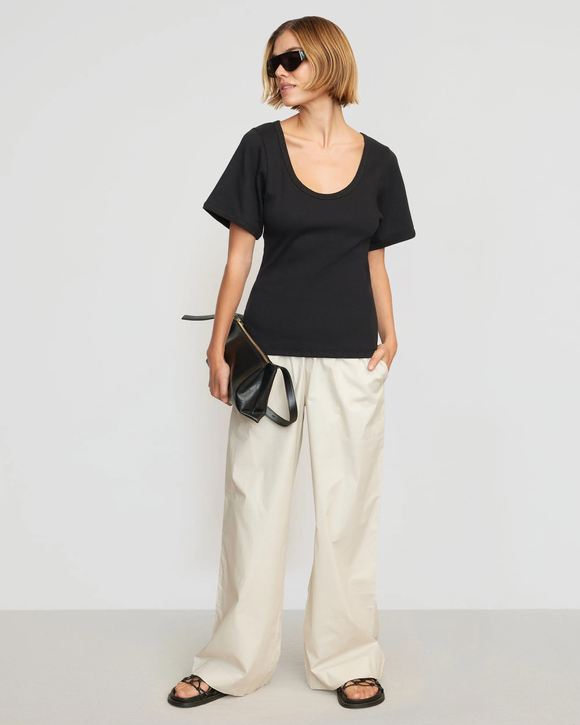 Renee Sculpted Scoop-Neck Tee