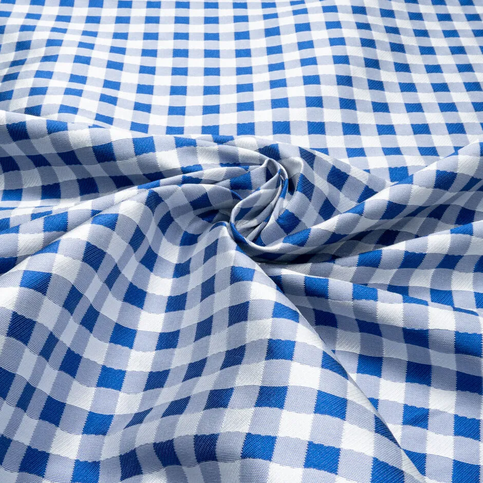 Royal Blue & White Gingham Mikado