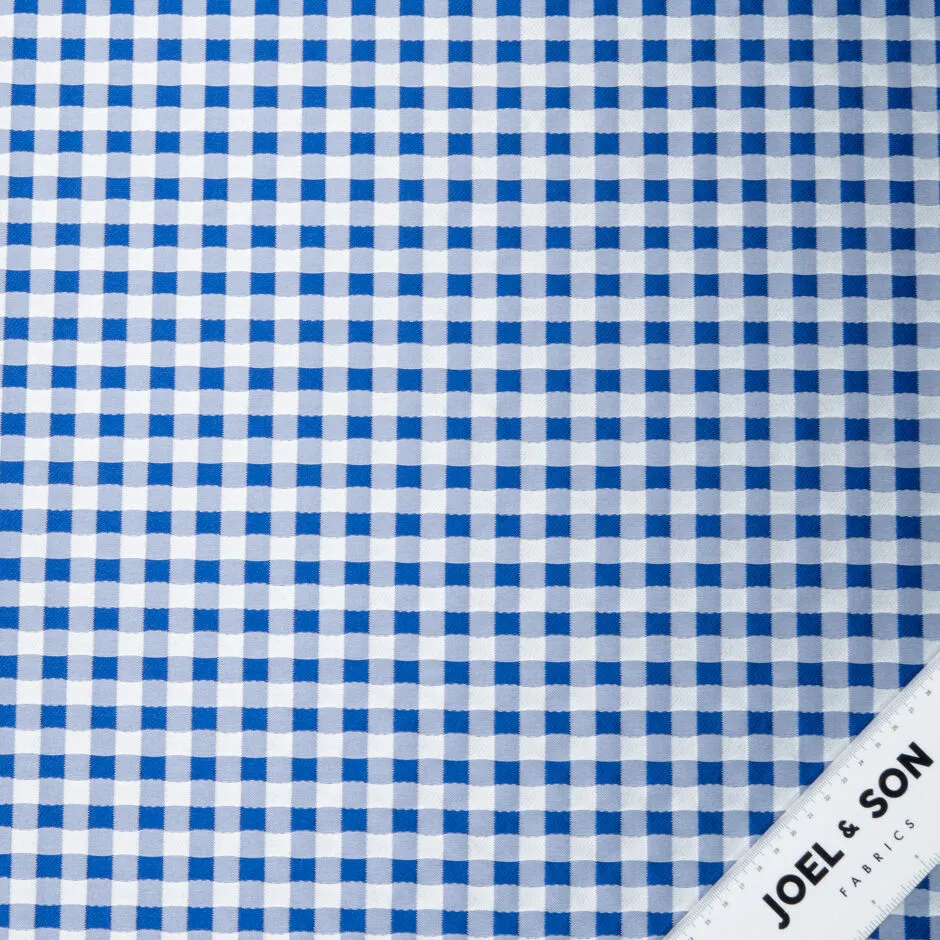 Royal Blue & White Gingham Mikado