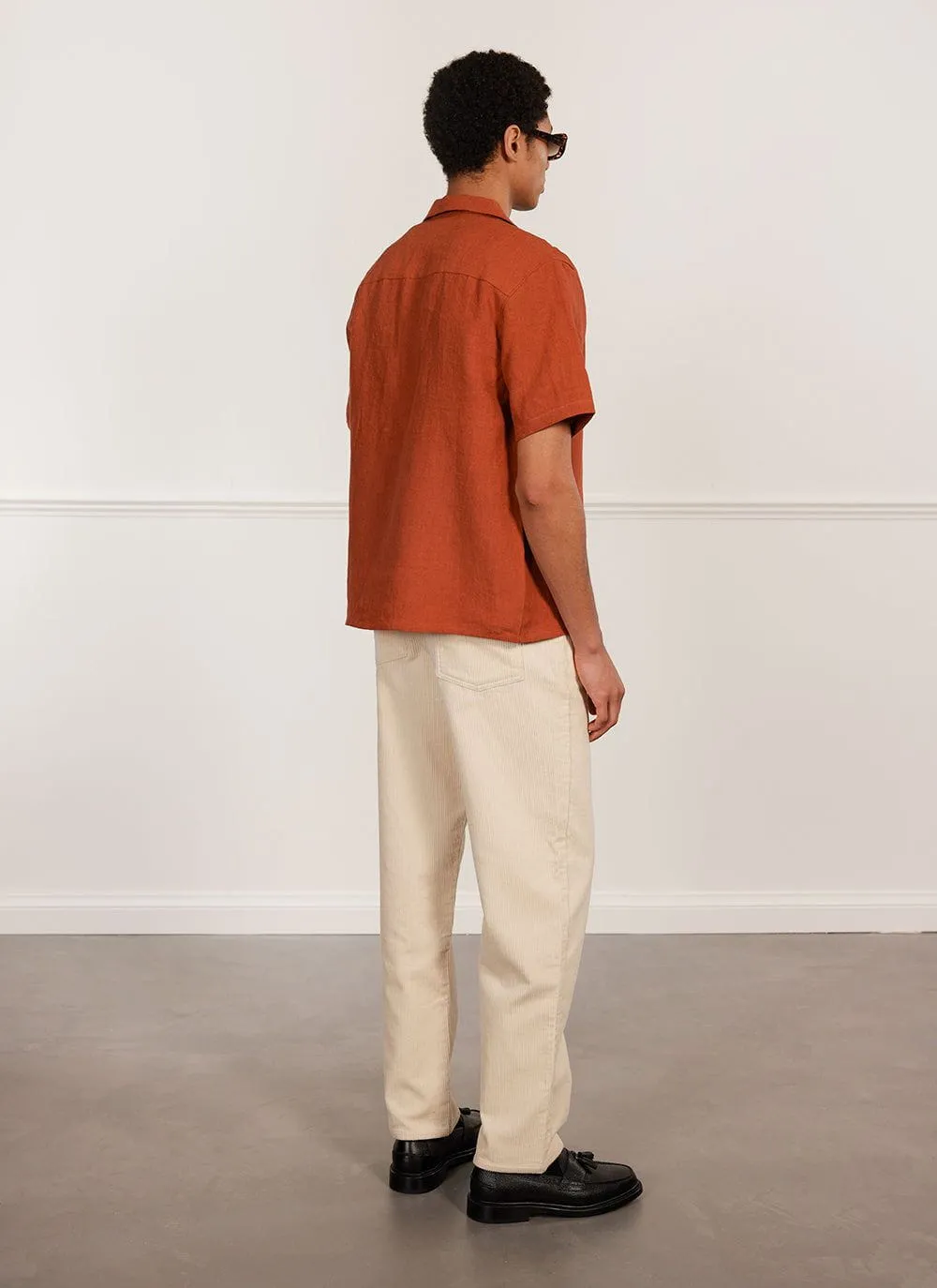 Short Sleeve Cuban Shirt | Linen | Rust