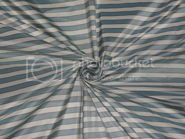 SILK TAFFETA Fabric Dusty Blue,Ivory &amp; Black color STRIPES 54&quot; wide TAFS119