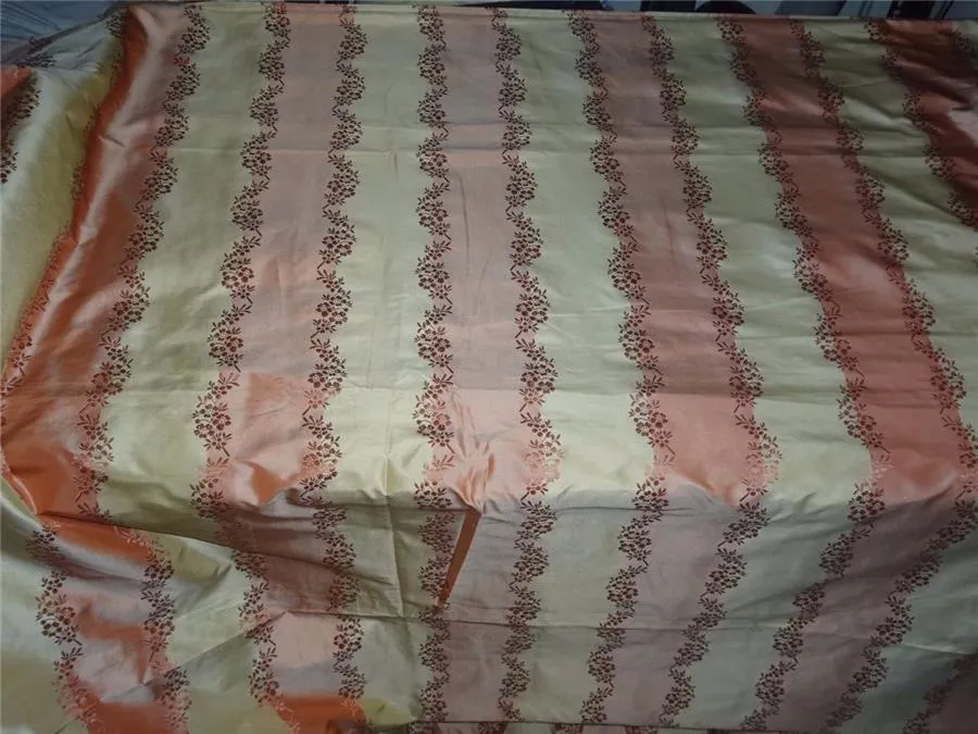 SILK TAFFETA JACQUARD~SALMON PINK X LIGHT GOLD TAF#SJ15[2]