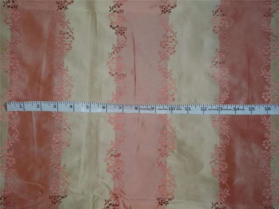 SILK TAFFETA JACQUARD~SALMON PINK X LIGHT GOLD TAF#SJ15[2]