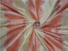 SILK TAFFETA JACQUARD~SALMON PINK X LIGHT GOLD TAF#SJ15[2]