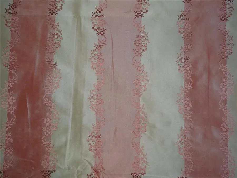 SILK TAFFETA JACQUARD~SALMON PINK X LIGHT GOLD TAF#SJ15[2]