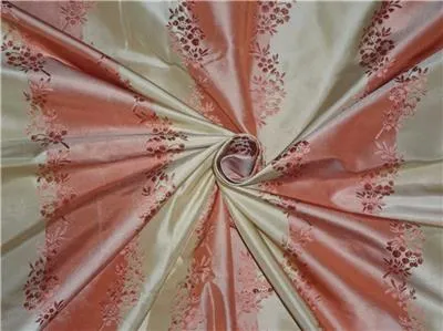 SILK TAFFETA JACQUARD~SALMON PINK X LIGHT GOLD TAF#SJ15[2]