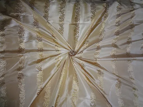 silk taffeta jacquard~shades of gold / brown 54&quot;