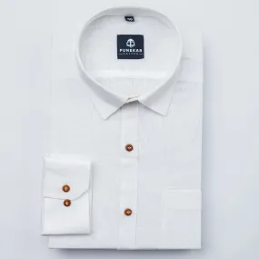 White Color Linen Formal Shirts For Men