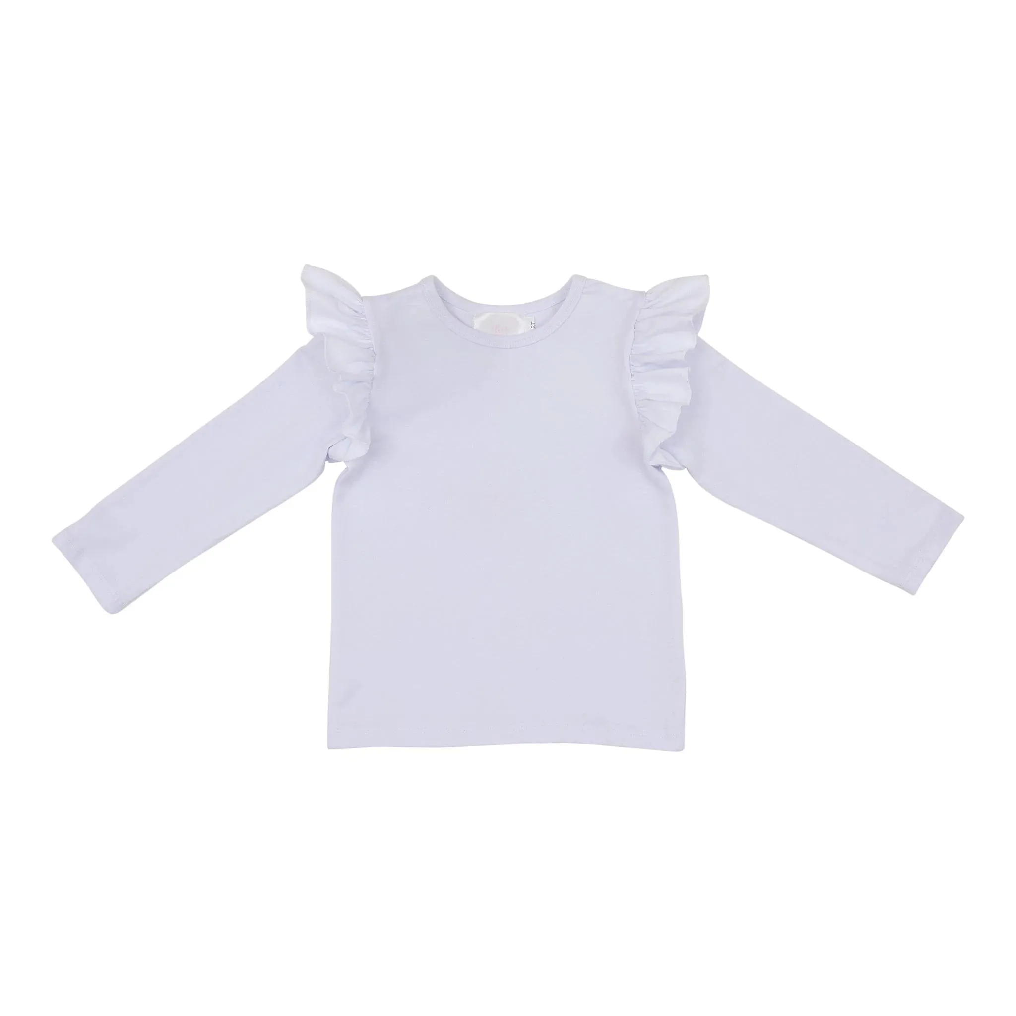 White L/S Ruffle Tee