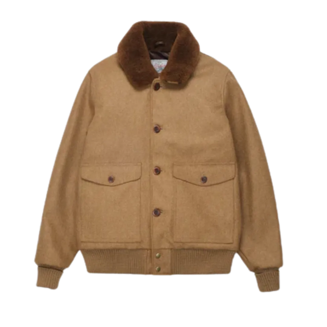 Winston Jacket w/ Mouton Collar - Dark Tan & Mahogany