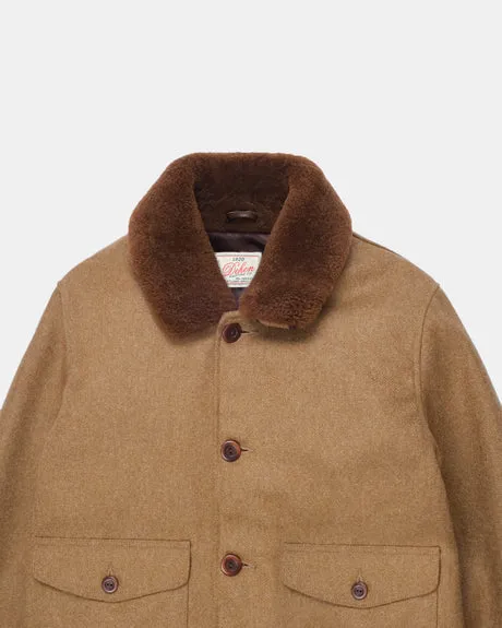 Winston Jacket w/ Mouton Collar - Dark Tan & Mahogany