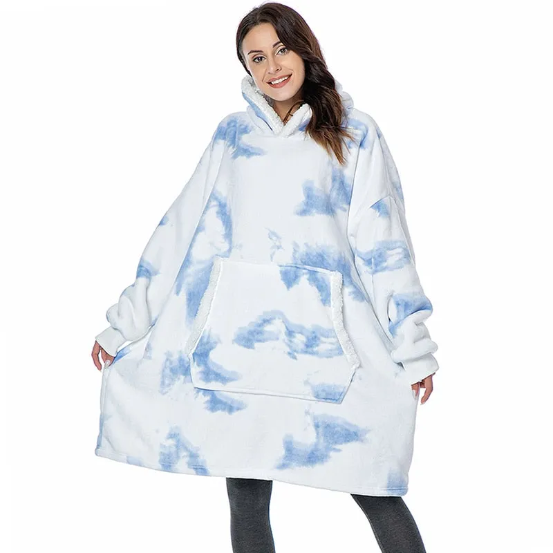 Winter Oversized Hoodies Women Giant Hoody Flannel Fleece Wearable Blanket