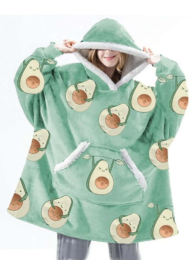 Winter Oversized Hoodies Women Giant Hoody Flannel Fleece Wearable Blanket