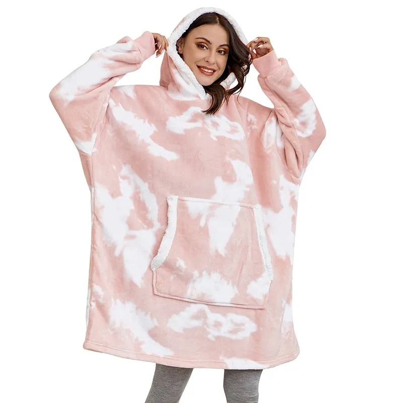 Winter Oversized Hoodies Women Giant Hoody Flannel Fleece Wearable Blanket