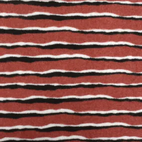 Winter Red-Black-White Stripe Printed Stretch Poly Brush Jersey Knit Fabric