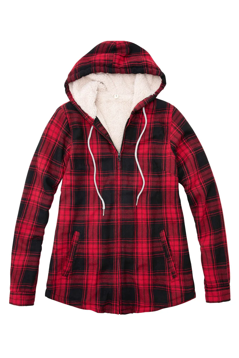 Women's Matching Family Zip Up Red Plaid Flannel Hoodie