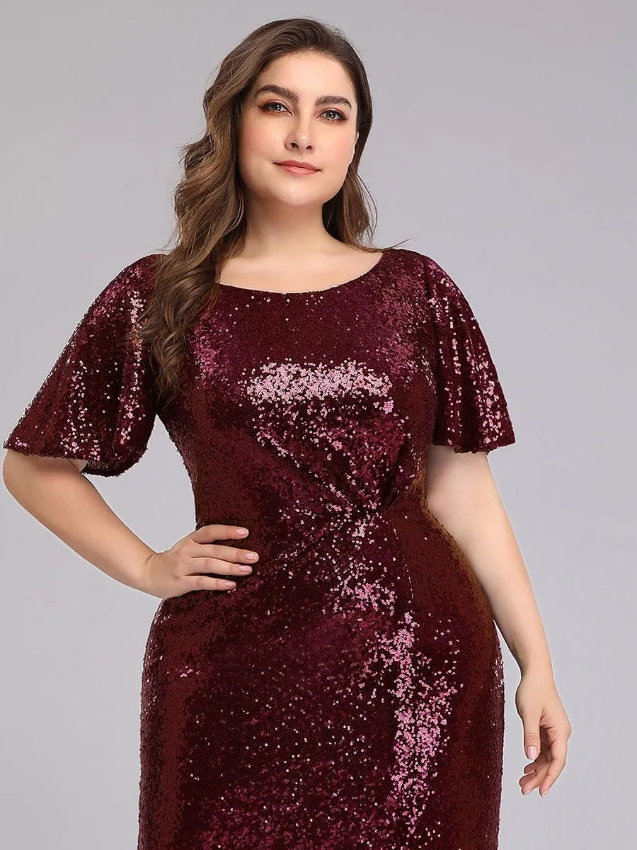 Women's Plus Size Sequin Gowns for Party with Side Split